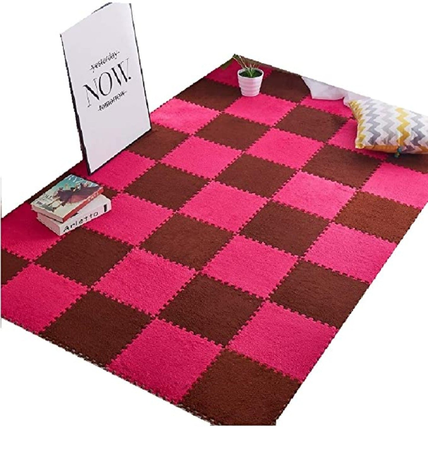 Soft Fur EVA Mats 10 pcs Rose & Coffee