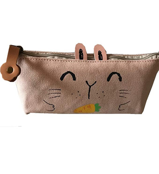 Kids Pencil Box Canvas Pouches Cases Travel/ Office Stationary/ Pencil Pen/ Cosmetic/ Multipurpose - Cat