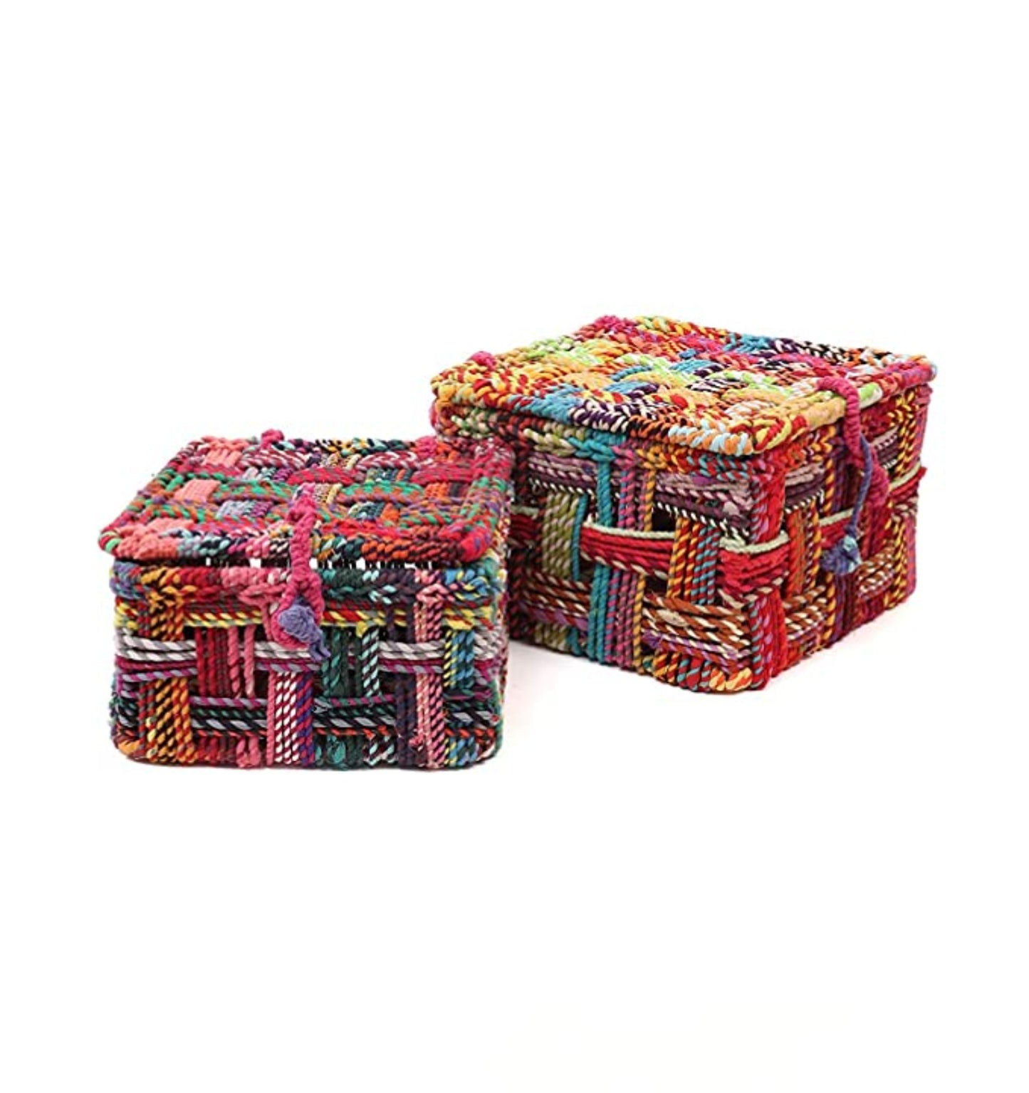Cotton Rope Basket Multi lid 2 (L+S)