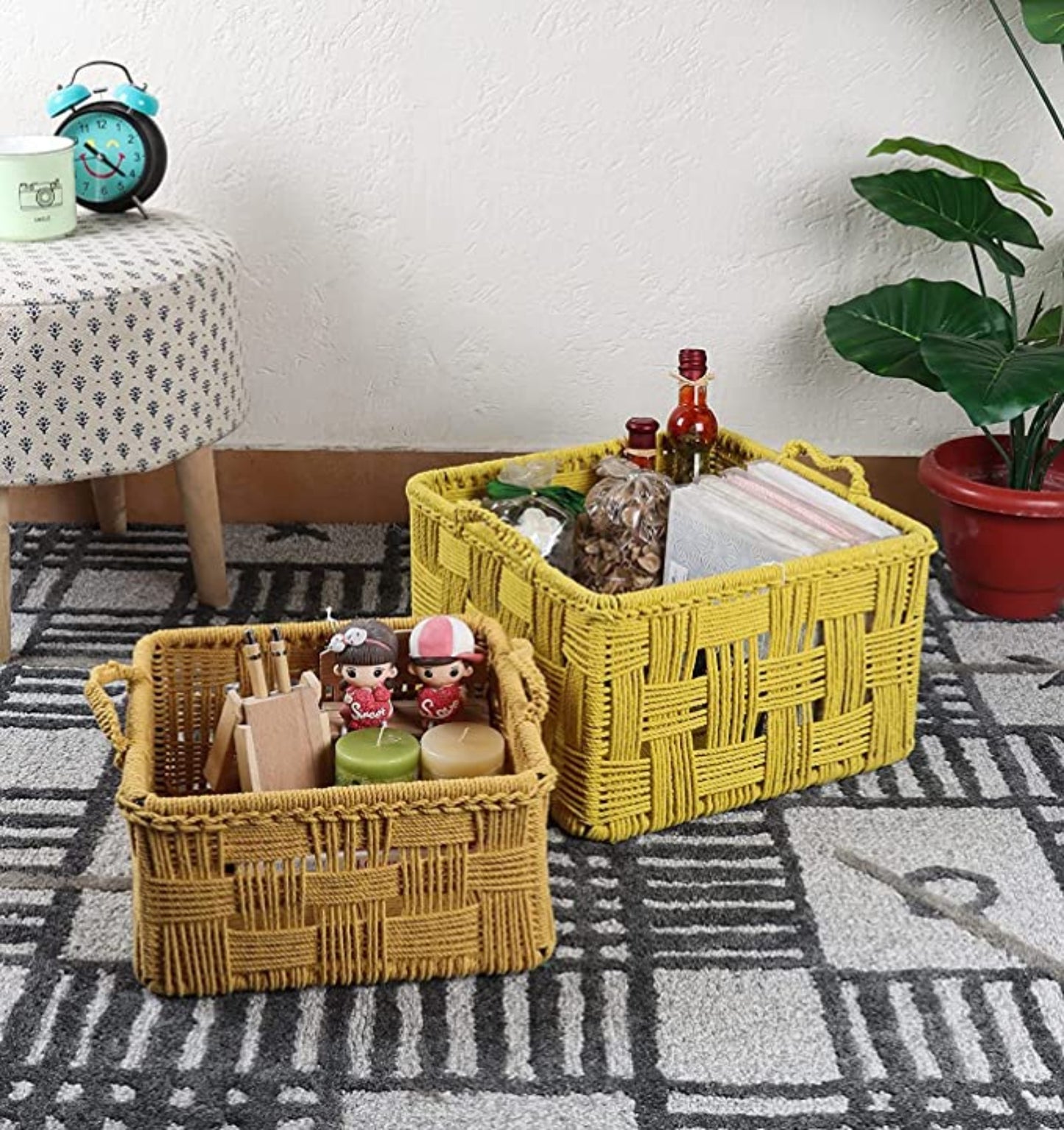 Cotton Rope Basket Yellow 2 (L+S)