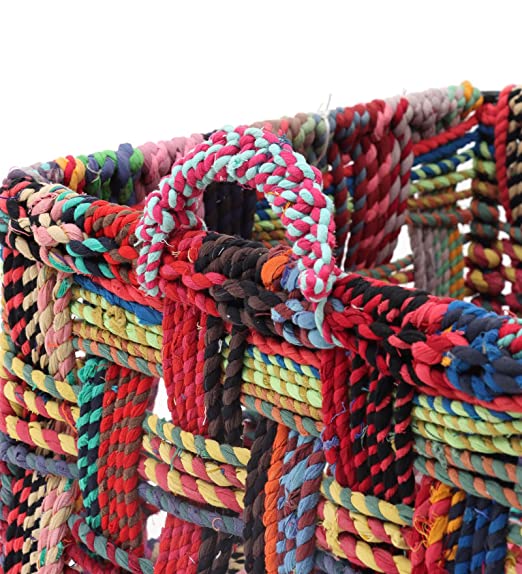 Multicolor cotton rope basket 29L x 29W x 17H cm small