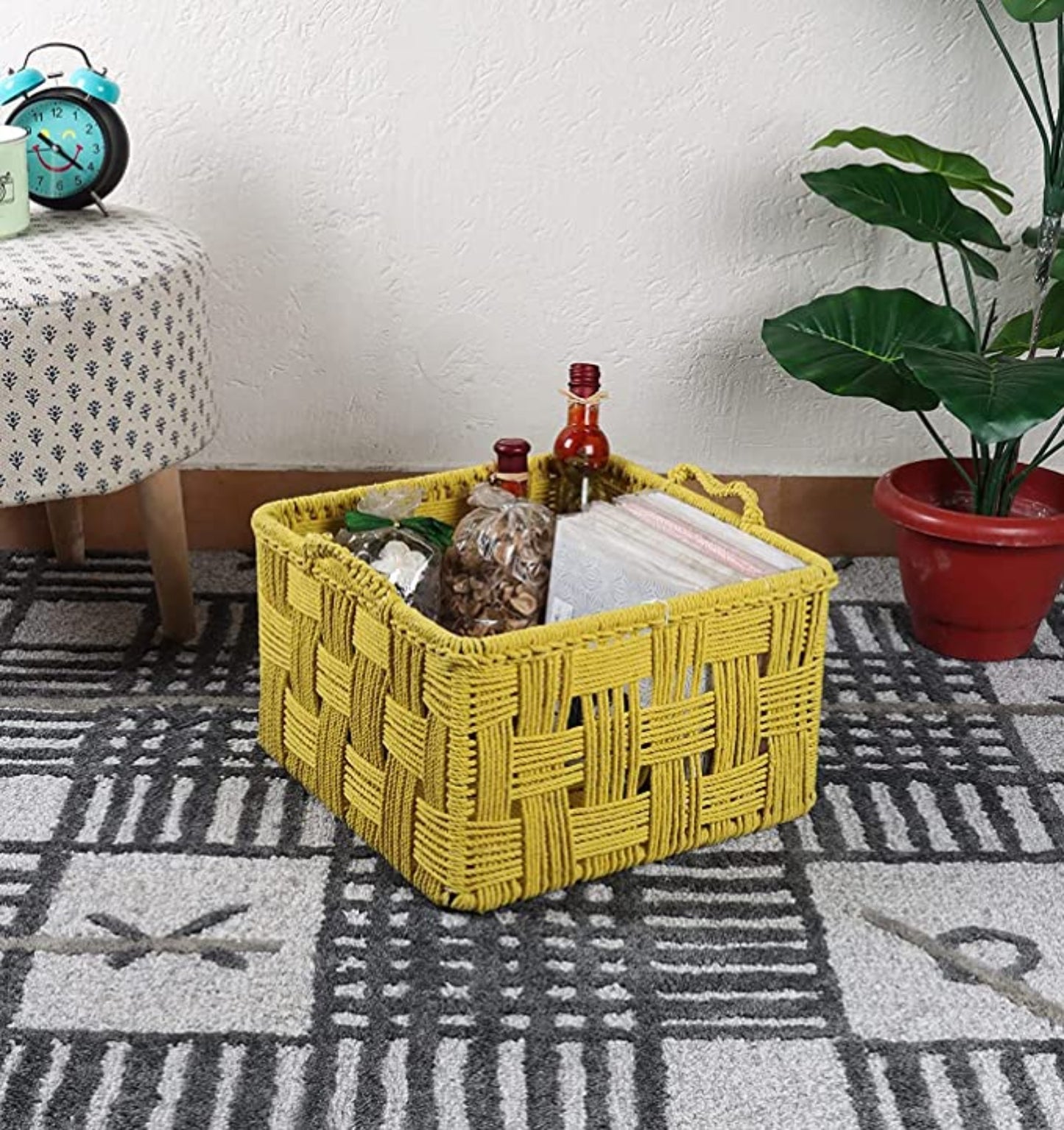 Cotton Rope Basket Yellow (Large)