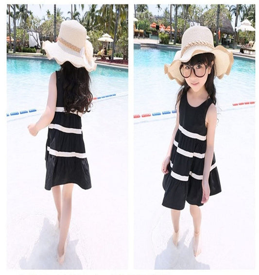 Black Dress Stripes Cotton Party 2-6 Years