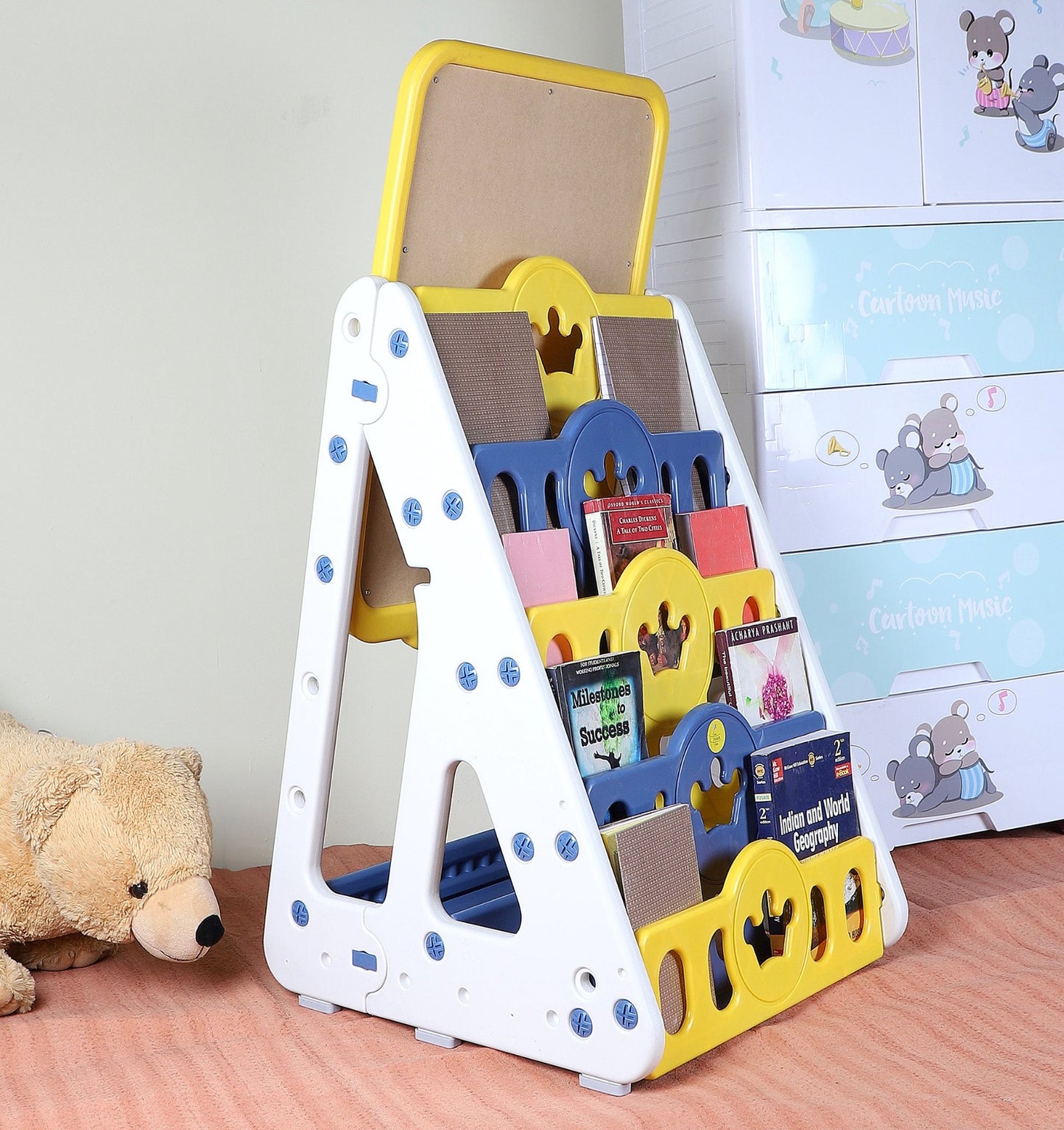Book rack with White Board Yellow