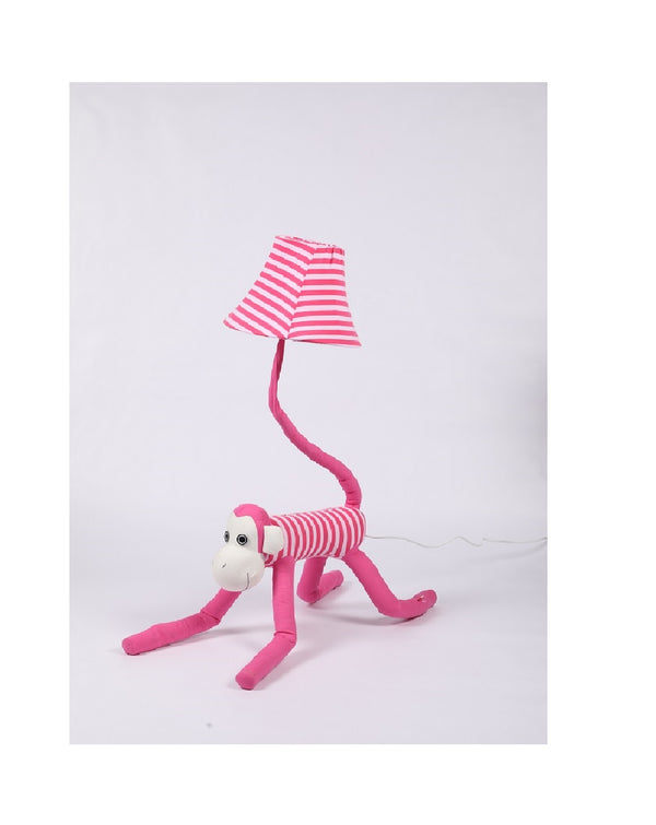 Pink Monkey Fabric Floor Lamp