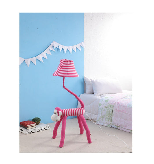 Pink Monkey Fabric Floor Lamp