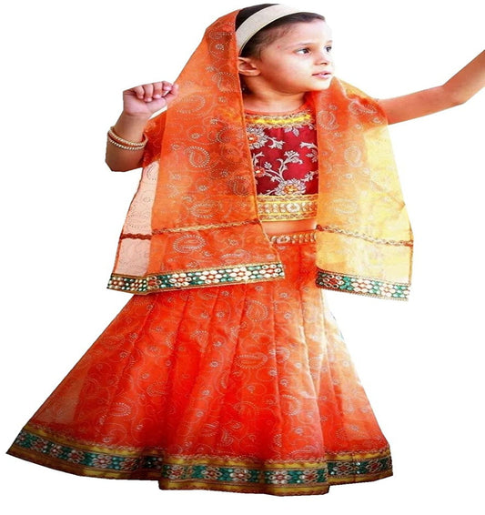 Baby Designer Lehenga Choli Golden Maroon 4-5 Years