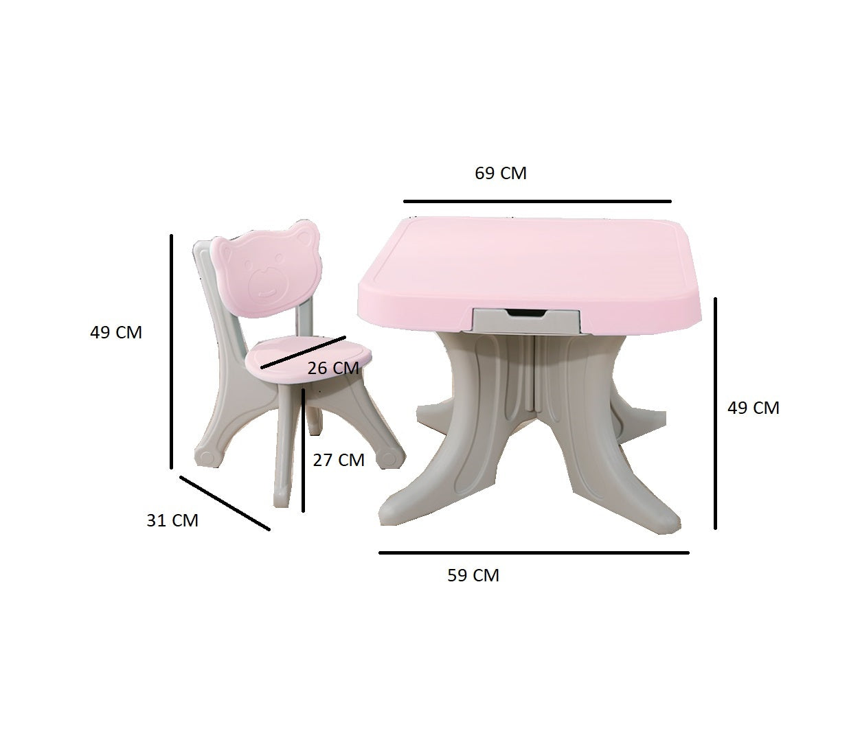 Desk Chair Set With Drawers Pink (2-8 yrs)