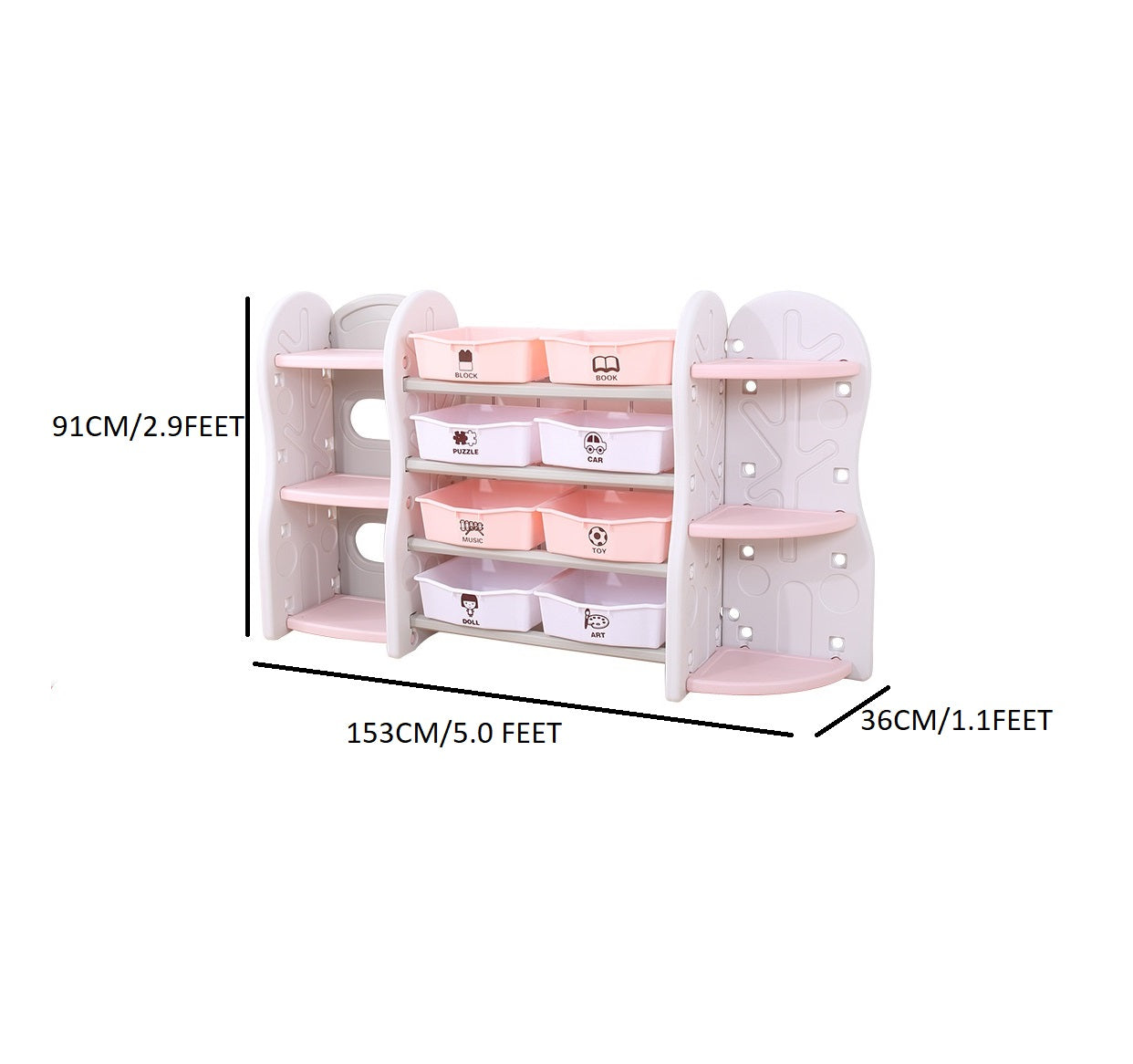 Toy Organizer Bins Shelf Pink